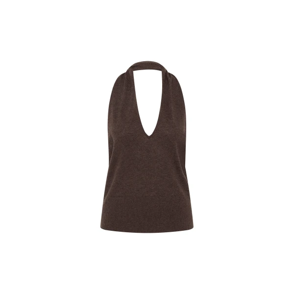 St. Agni Fine Merino Halter Top in Mulch