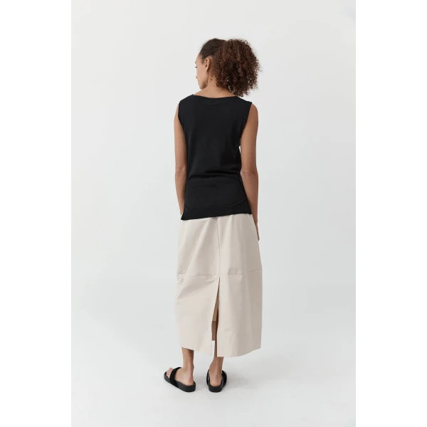 St. Agni Fine Merino Tie Waist Top in Black, view 5