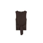 St. Agni Fine Merino Tie Waist Top in Mulch