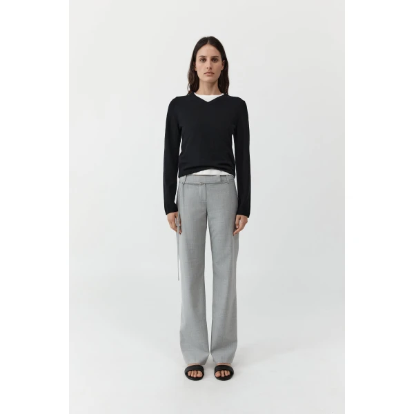 St. Agni Fine Merino V Neck Sweater in Black, view 2