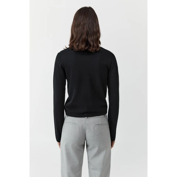 St. Agni Fine Merino V Neck Sweater in Black, view 5