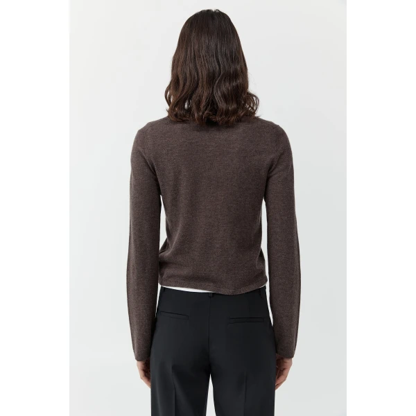 St. Agni Fine Merino V Neck Sweater in Mulch, view 6