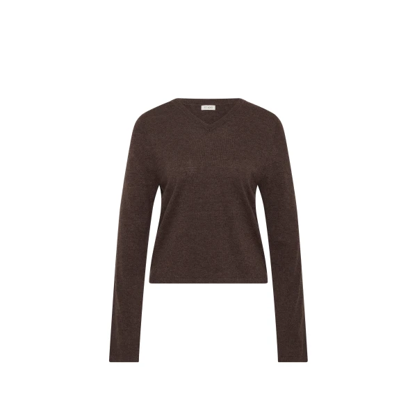 St. Agni Fine Merino V Neck Sweater in Mulch