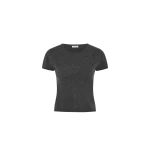 St. Agni Fine Merino Wool Baby Tee in Charcoal Melange