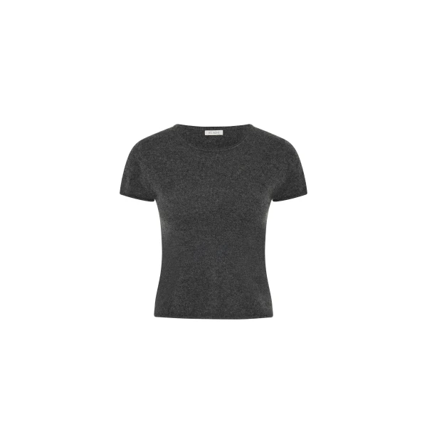 Fine Merino Wool Baby Tee in Charcoal Melange