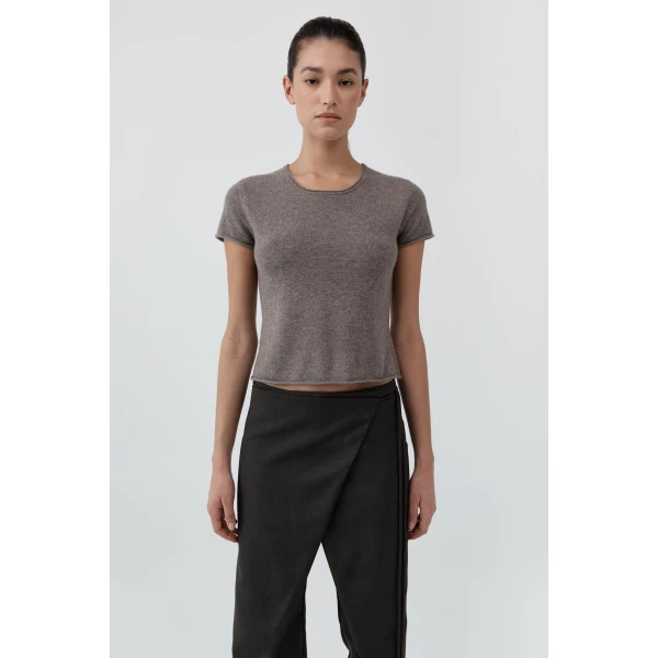 St. Agni Fine Merino Wool Baby Tee in Vapor, view 2