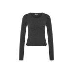 St. Agni Fine Merino Wool Long Sleeve Top in Charcoal Melange