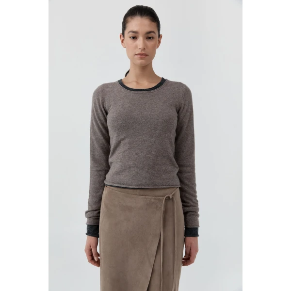 St. Agni Fine Merino Wool Long Sleeve Top in Vapor, view 2