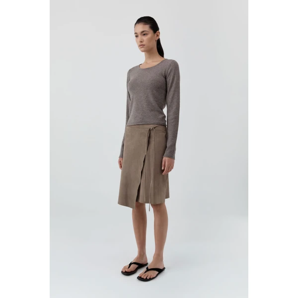 St. Agni Fine Merino Wool Long Sleeve Top in Vapor, view 4