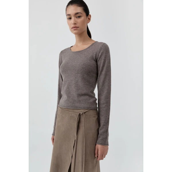St. Agni Fine Merino Wool Long Sleeve Top in Vapor, view 6