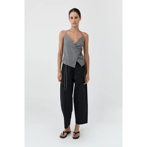St. Agni Fine Rouleau Crop Pants in Black, view 2