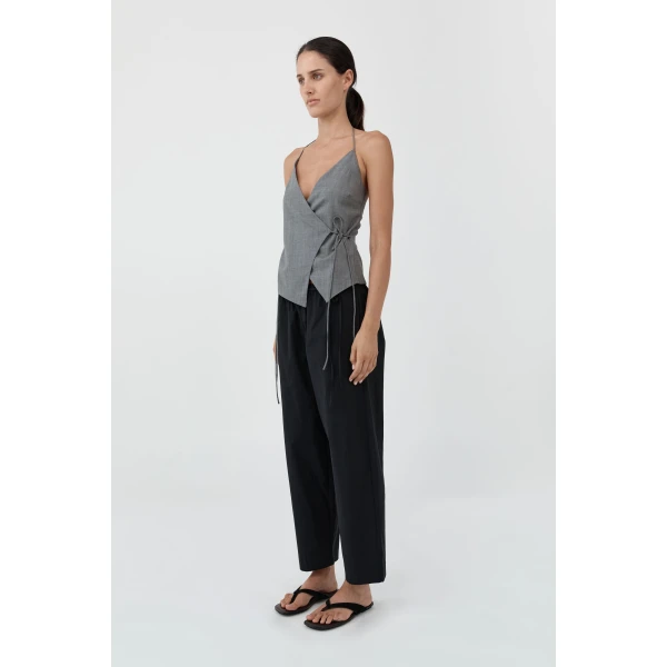 St. Agni Fine Rouleau Crop Pants in Black, view 3