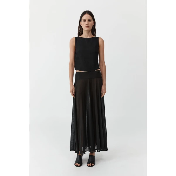 St. Agni Fluid Jersey Skirt in Black, view 2