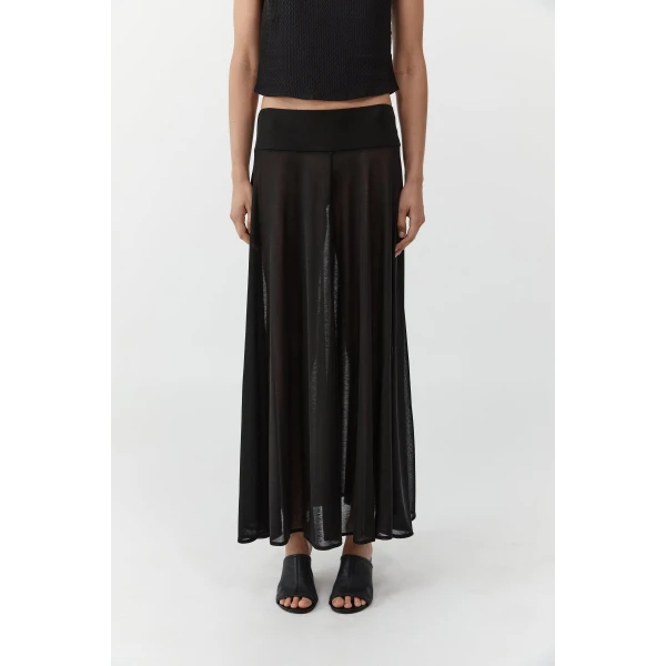St. Agni Fluid Jersey Skirt in Black, view 3