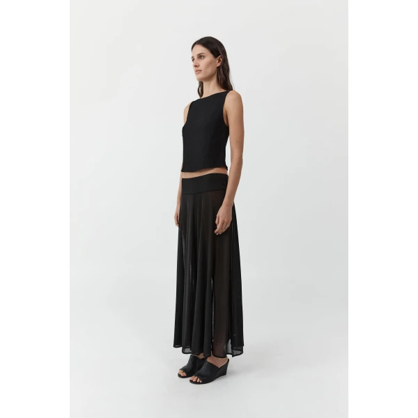 St. Agni Fluid Jersey Skirt in Black, view 4