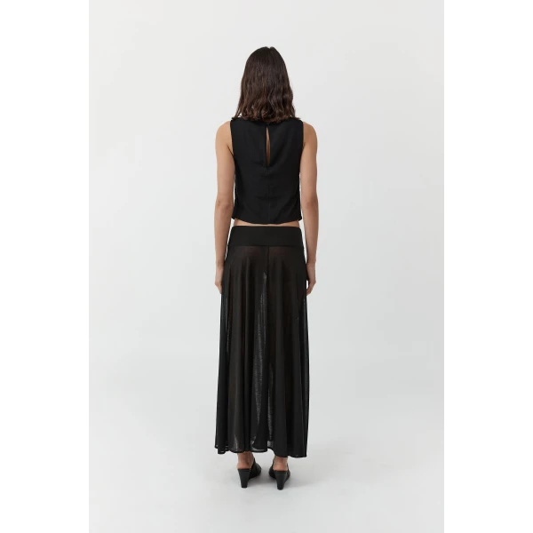 St. Agni Fluid Jersey Skirt in Black, view 5