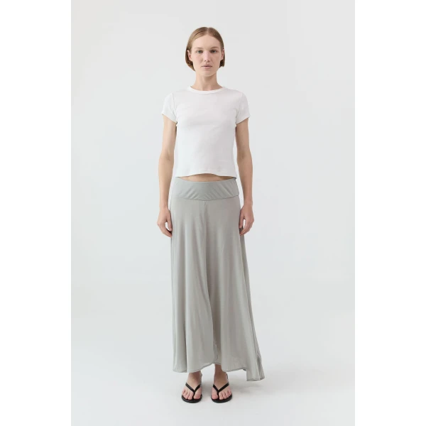 St. Agni Fluid Jersey Skirt in Soft Ash, view 2