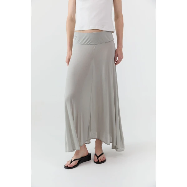 St. Agni Fluid Jersey Skirt in Soft Ash, view 3