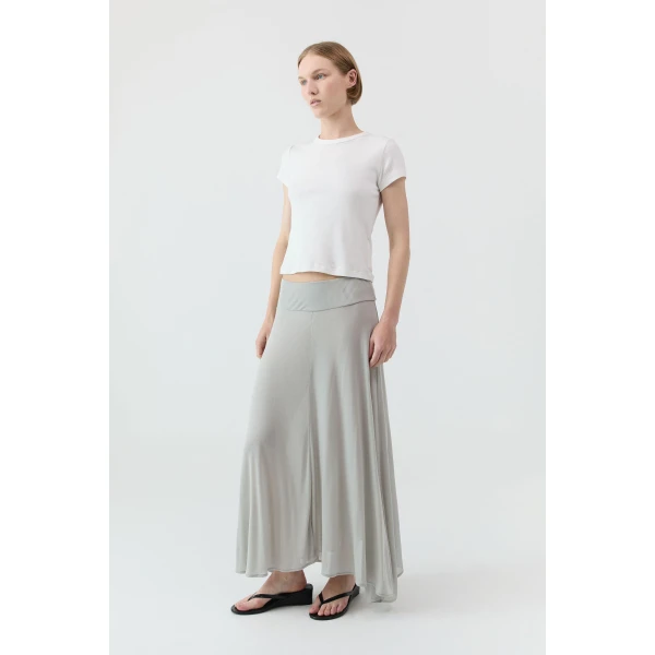 St. Agni Fluid Jersey Skirt in Soft Ash, view 4