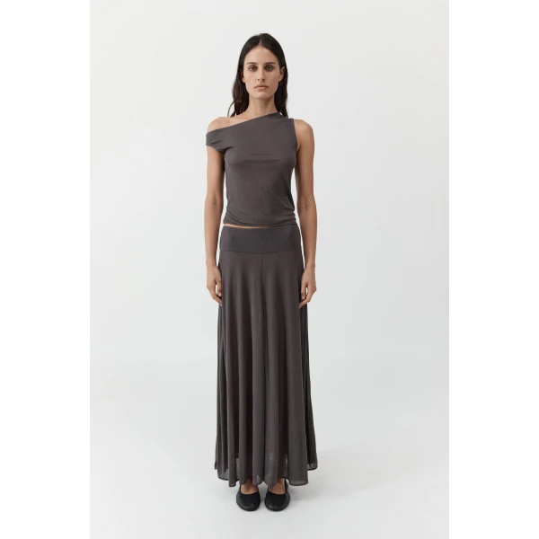 St. Agni Fluid Jersey Skirt in Soot, view 2