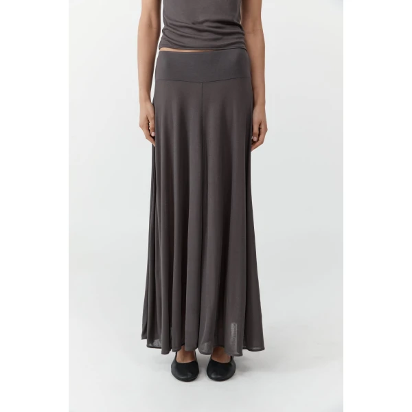 St. Agni Fluid Jersey Skirt in Soot, view 4