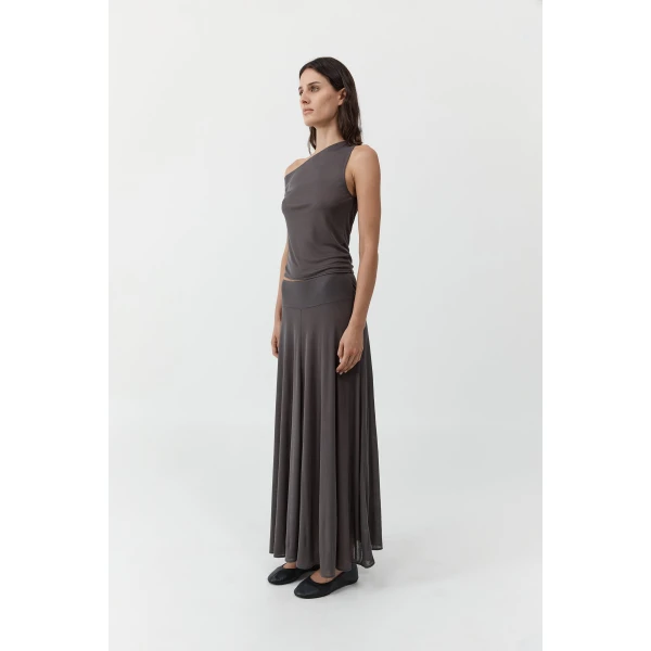 St. Agni Fluid Jersey Skirt in Soot, view 5