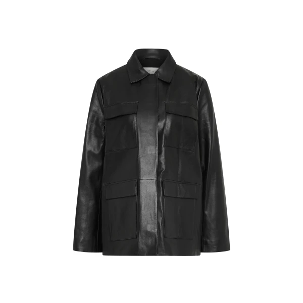St. Agni Four Pocket Leather Jacket in Black