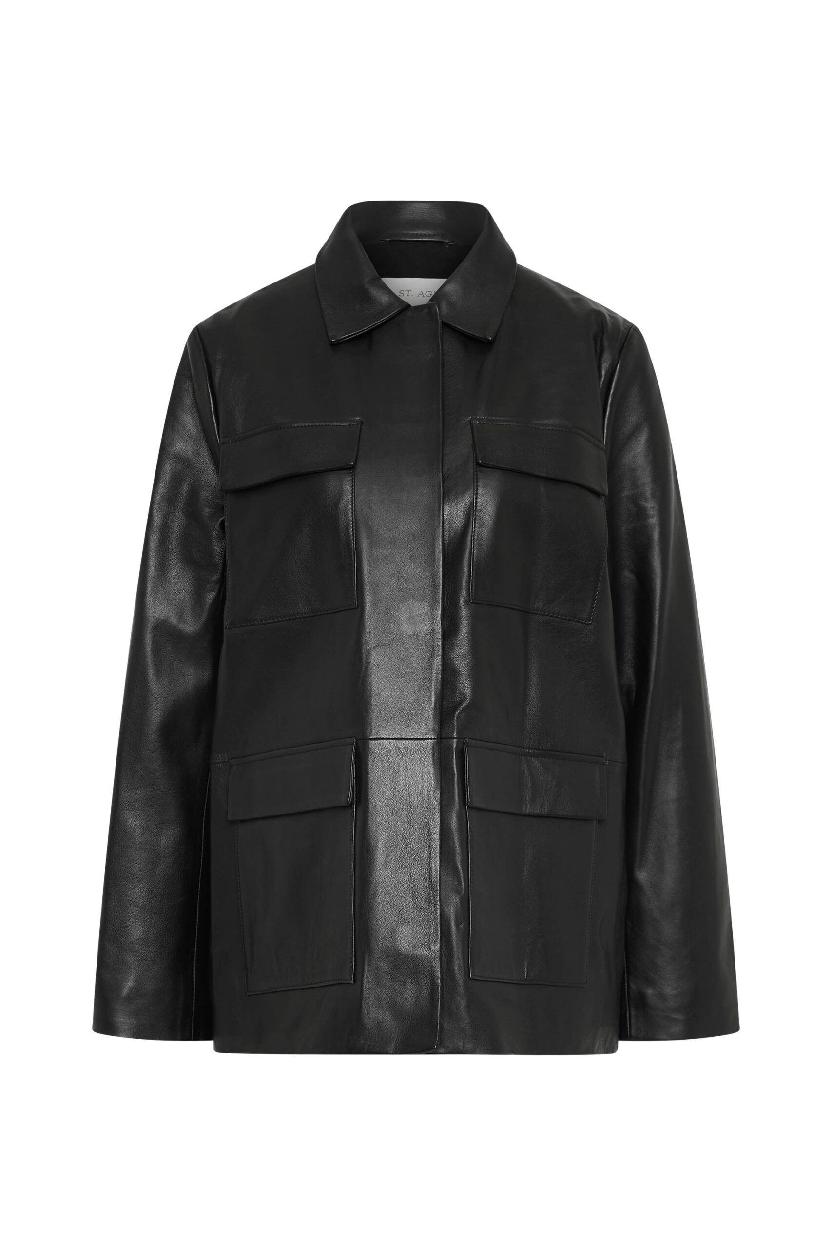 St. Agni Four Pocket Leather Jacket in Black | Jackets | Coveti St. Agni Four Pocket Leather Jacket in Black