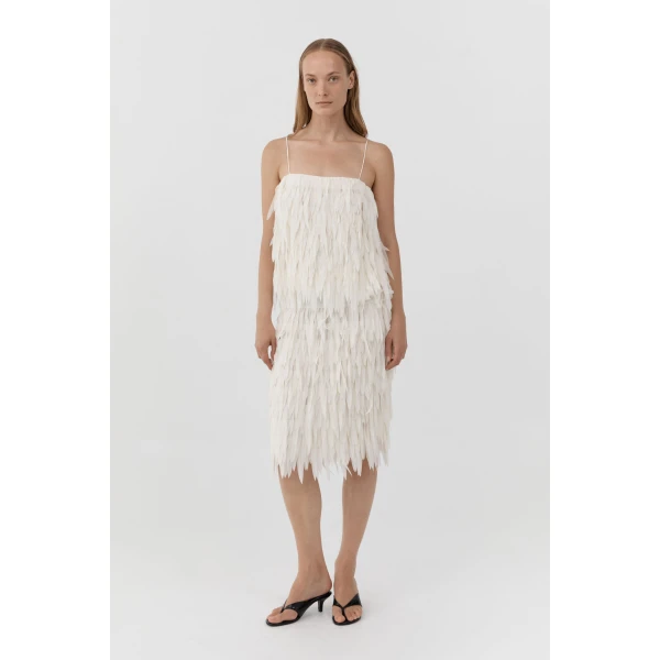 St. Agni Fringe Midi Skirt in Talco, view 2
