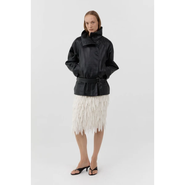 St. Agni Fringe Midi Skirt in Talco, view 3