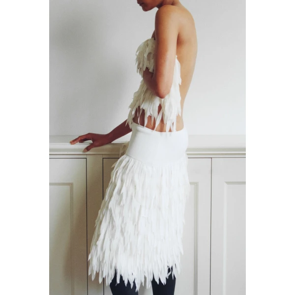 St. Agni Fringe Midi Skirt in Talco, view 5