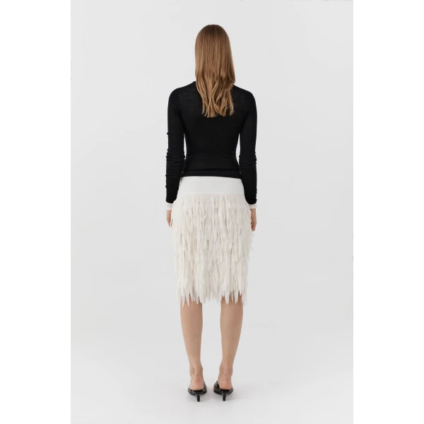 St. Agni Fringe Midi Skirt in Talco, view 6