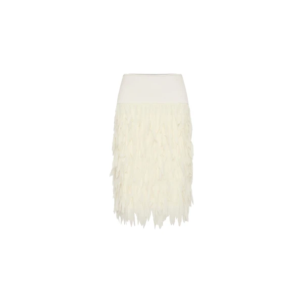 St. Agni Fringe Midi Skirt in Talco