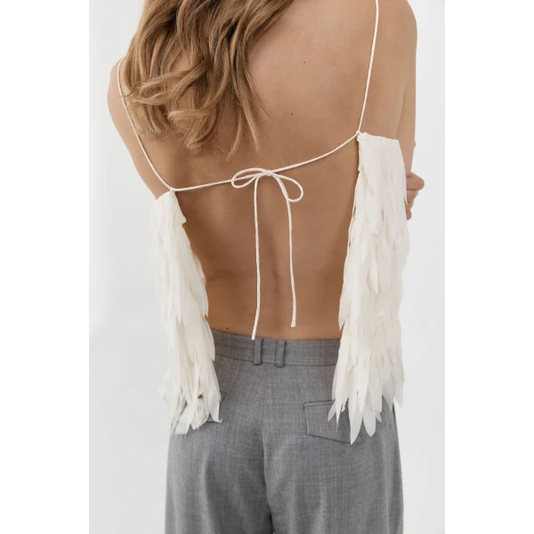St. Agni Fringe Tie Top in Talco, view 3