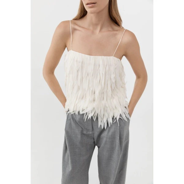 St. Agni Fringe Tie Top in Talco, view 4