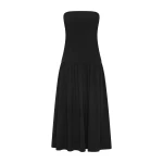 St. Agni Gathered Strapless Minimal Dress in Black