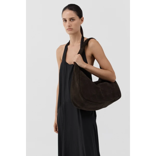 St. Agni Grande Bon Bon Bag in Coffee Suede, view 3
