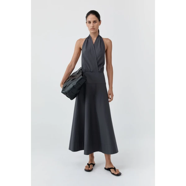 St. Agni Halter Circle Hem Dress in Iron Glaze, view 2