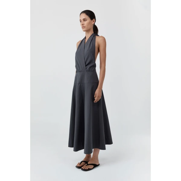 St. Agni Halter Circle Hem Dress in Iron Glaze, view 4