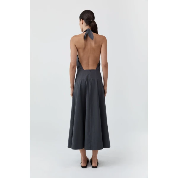 St. Agni Halter Circle Hem Dress in Iron Glaze, view 5