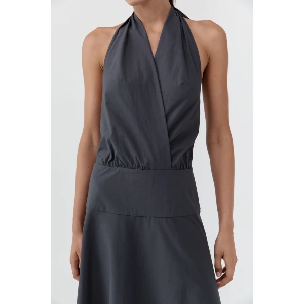 St. Agni Halter Circle Hem Dress in Iron Glaze, view 6