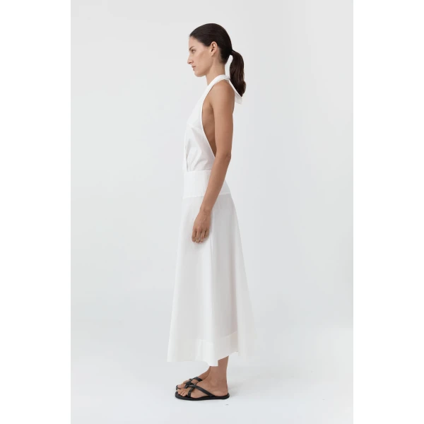 St. Agni Halter Circle Hem Dress in Off White, view 4