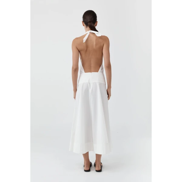 St. Agni Halter Circle Hem Dress in Off White, view 5