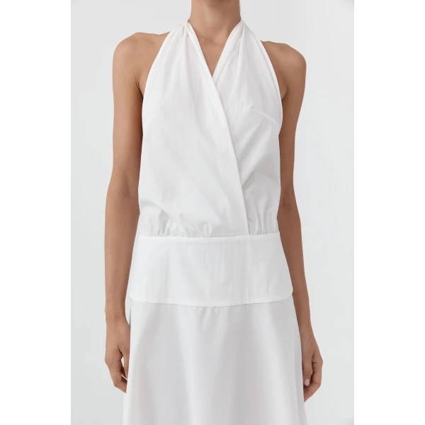 St. Agni Halter Circle Hem Dress in Off White, view 6