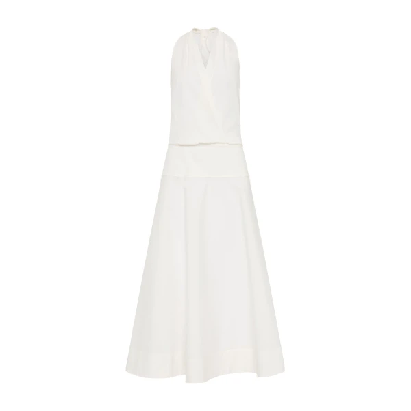 Halter Circle Hem Dress in Off White