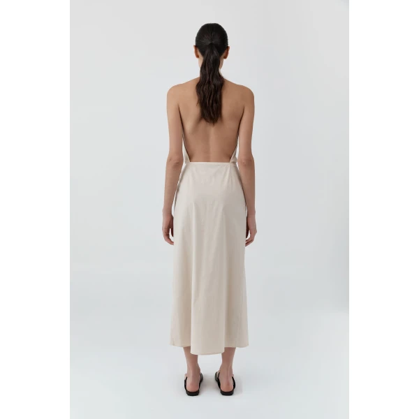 St. Agni Halter Wrap Backless Dress in Porcelain, view 3