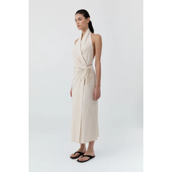 St. Agni Halter Wrap Backless Dress in Porcelain, view 5