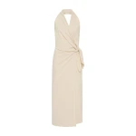 St. Agni Halter Wrap Backless Dress in Porcelain