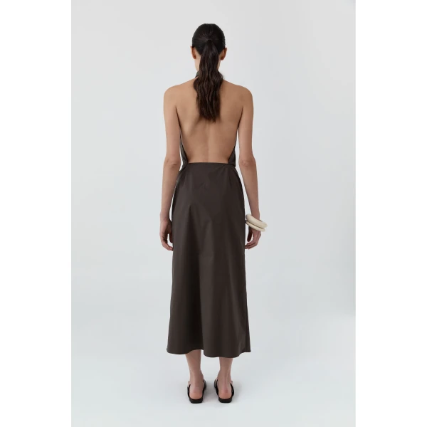 St. Agni Halter Wrap Backless Dress in Wood, view 5