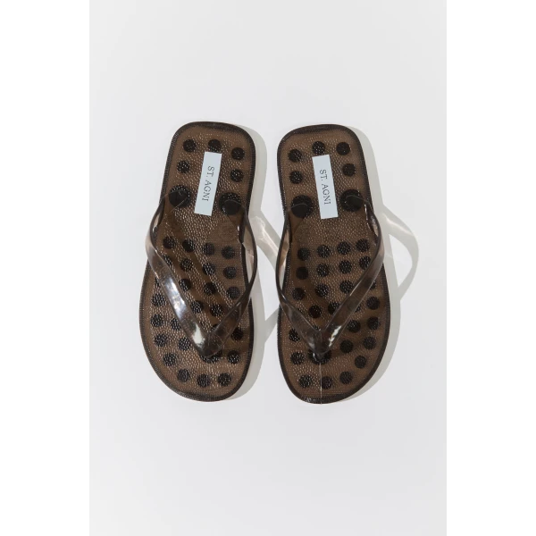 St. Agni Jelly Flip Flop in Smoke, view 4
